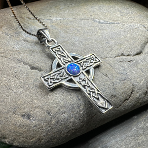 Rhys Opal Celtic Cross Necklace