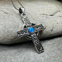 Load image into Gallery viewer, Rhys Opal Celtic Cross Necklace
