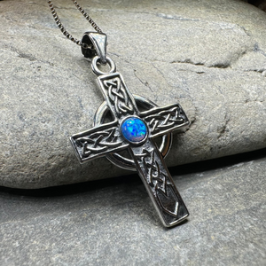 Rhys Opal Celtic Cross Necklace