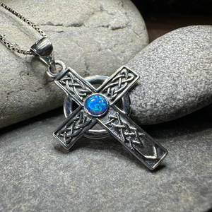 Rhys Opal Celtic Cross Necklace