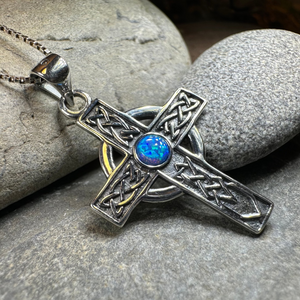 Rhys Opal Celtic Cross Necklace