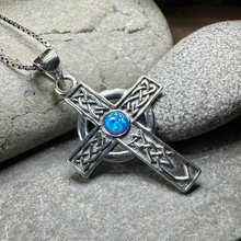 Load image into Gallery viewer, Rhys Opal Celtic Cross Necklace
