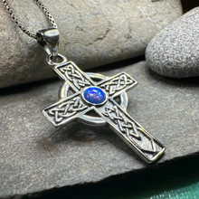 Load image into Gallery viewer, Rhys Opal Celtic Cross Necklace
