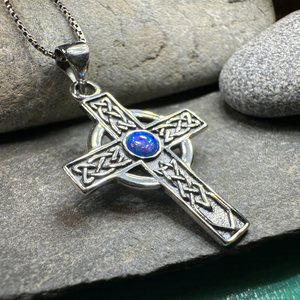 Rhys Opal Celtic Cross Necklace