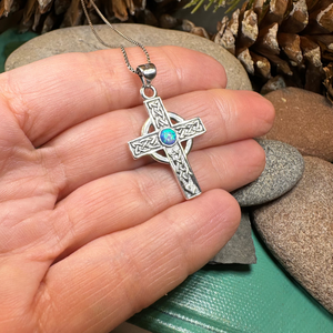 Rhys Opal Celtic Cross Necklace