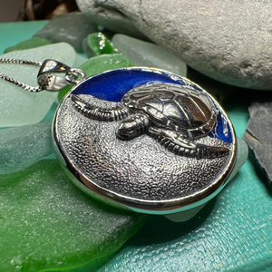 Blue Loggerhead Turtle Necklace