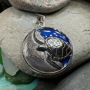 Blue Loggerhead Turtle Necklace