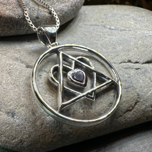 Load image into Gallery viewer, Amethyst Heart AA Sobriety Necklace
