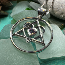 Load image into Gallery viewer, Amethyst Heart AA Sobriety Necklace
