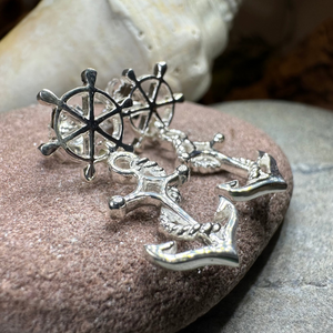 Ship's Wheel Anchor Post Earrings