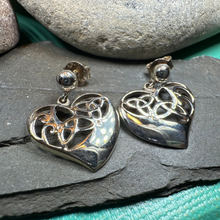 Load image into Gallery viewer, Trinity Knot Heart Post Earrings
