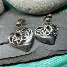 Load image into Gallery viewer, Trinity Knot Heart Post Earrings
