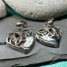 Load image into Gallery viewer, Trinity Knot Heart Post Earrings
