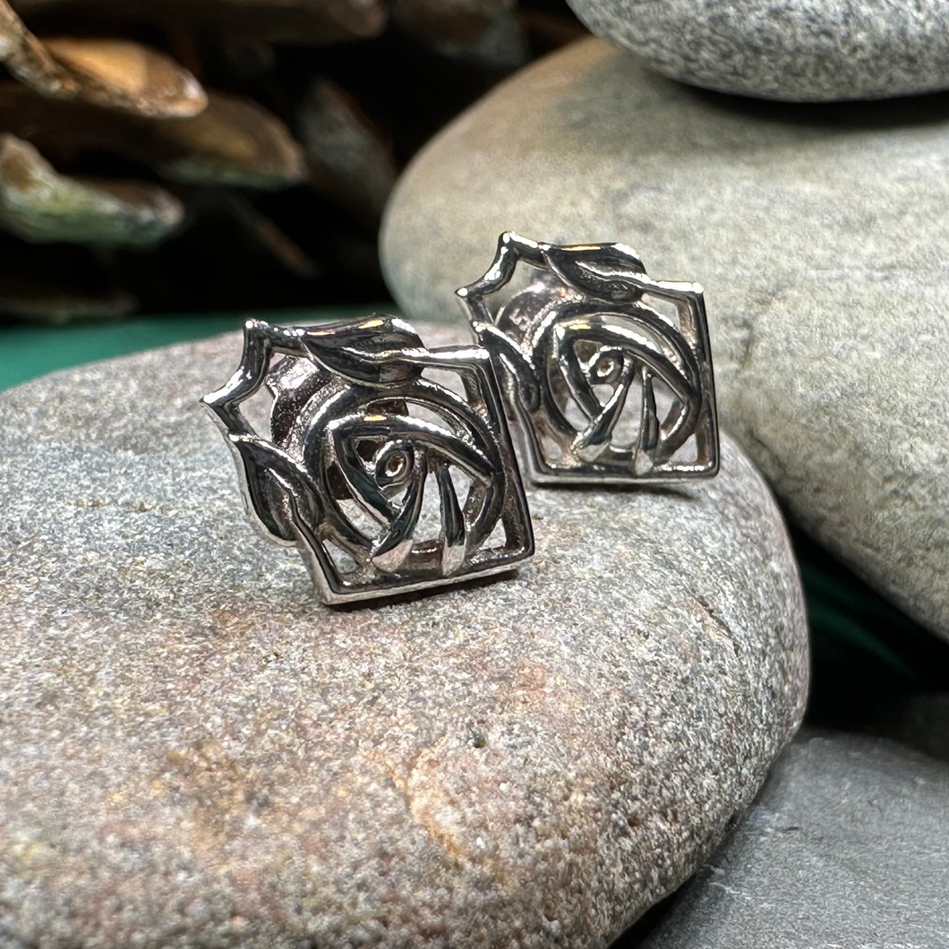 Rose Art Deco Stud Earrings