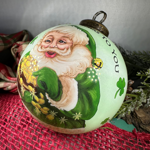 Happy Christmas Irish Santa Ornament