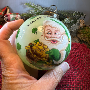 Happy Christmas Irish Santa Ornament