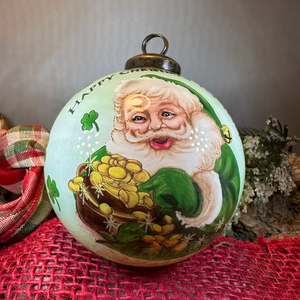 Happy Christmas Irish Santa Ornament