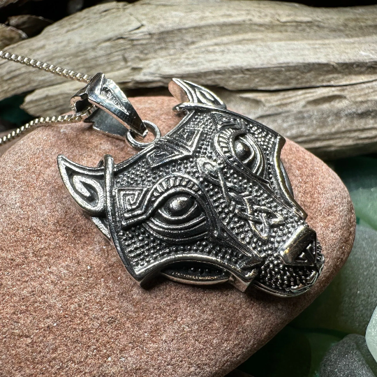 Viking Wolf Necklace – Celtic Crystal Design Jewelry