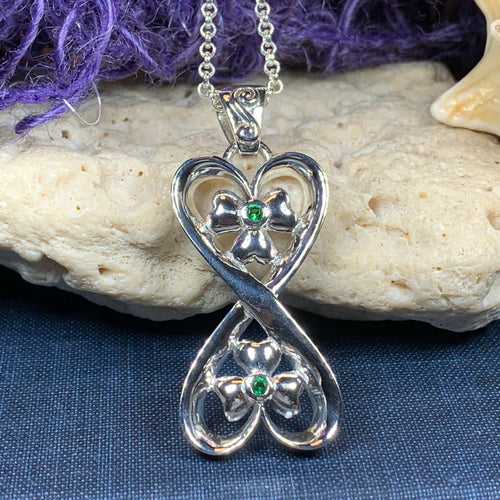 Shamrock Necklace, Infinity Jewelry, Irish Jewelry, Anniversary Gift, Wedding Jewelry, Wife Gift, Girlfriend Gift, Wiccan Jewelry, Ireland