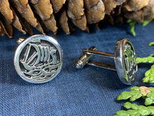 Load image into Gallery viewer, Viking Ship Cuff Links, Celtic Jewelry, Irish Jewelry, Scotland Jewelry, Celtic Jewelry, Groom Gift, Best Man Gift, Anniversary Gift
