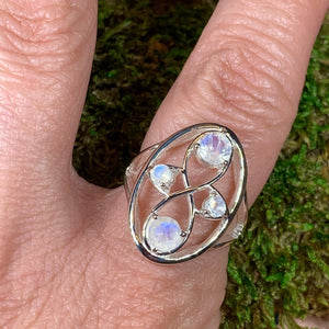 Moonstone Infinity Ring, Boho Ring, Statement Ring, Large Ring, Celtic Ring, Promise Ring, Anniversary Gift, Gothic Ring, Wife Ring