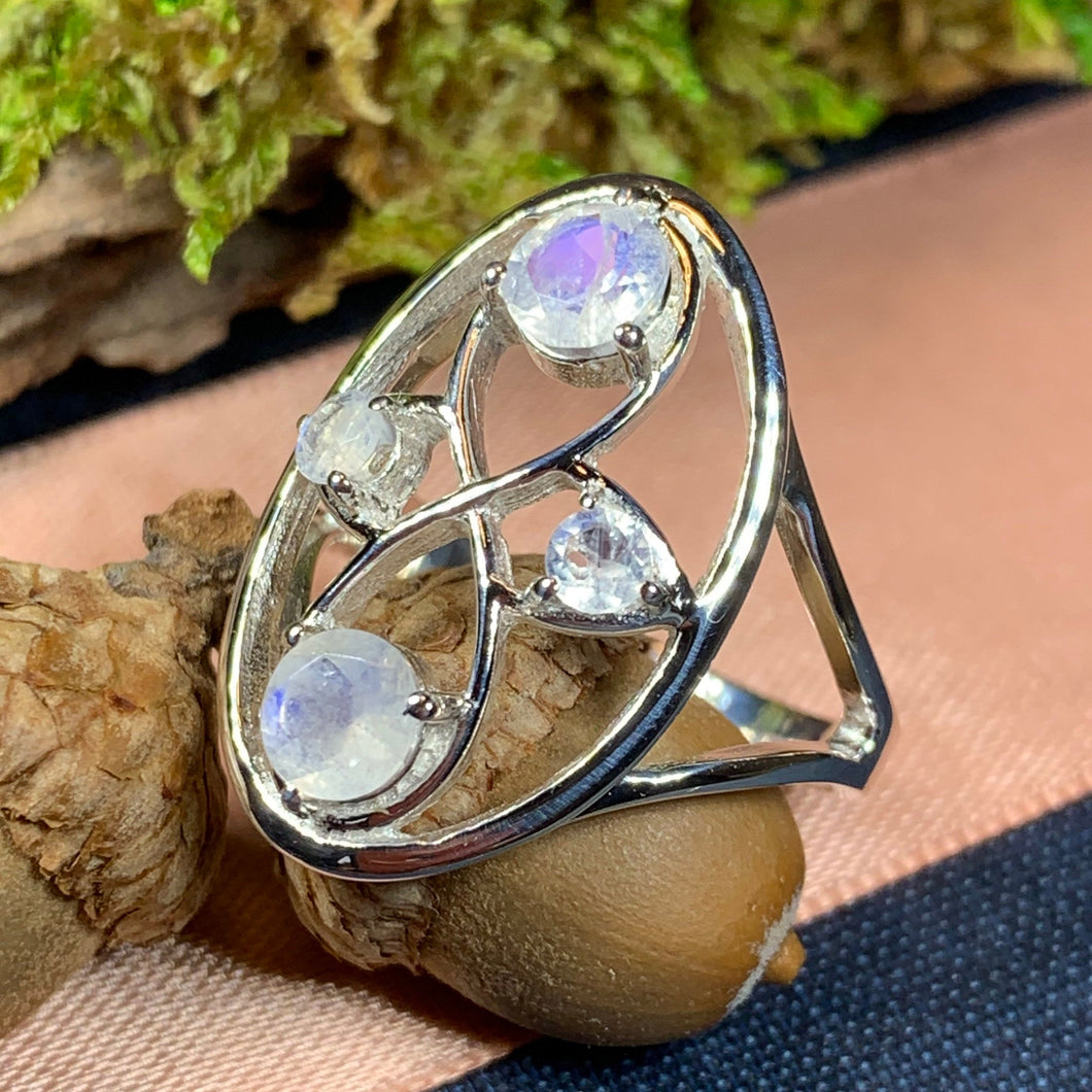 Moonstone Infinity Ring, Boho Ring, Statement Ring, Large Ring, Celtic Ring, Promise Ring, Anniversary Gift, Gothic Ring, Wife Ring