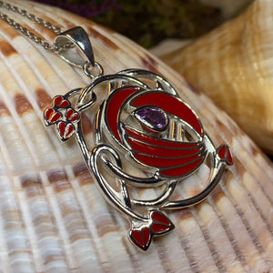 Mackintosh Necklace, Scotland Jewelry, Celtic Pendant, Rose Jewelry, Art Deco Pendant, Anniversary Gift, Scottish Necklace, Wife Gift