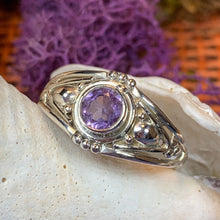 Load image into Gallery viewer, Celtic Ring, Silver Celtic Ring, Statement Ring, Boho Jewelry, Gemstone Ring, Anniversary Gift, Wiccan Jewelry, Birthstone Ring, Amethyst
