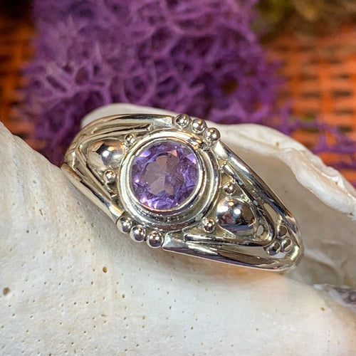 Celtic Ring, Silver Celtic Ring, Statement Ring, Boho Jewelry, Gemstone Ring, Anniversary Gift, Wiccan Jewelry, Birthstone Ring, Amethyst