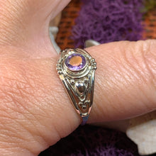 Load image into Gallery viewer, Celtic Ring, Silver Celtic Ring, Statement Ring, Boho Jewelry, Gemstone Ring, Anniversary Gift, Wiccan Jewelry, Birthstone Ring, Amethyst
