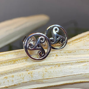 Celtic Spiral Stud Earrings, Irish Jewelry, Celtic Jewelry, Anniversary Gift, Triskele Jewelry, Norse Jewelry, Silver Post Earrings