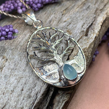 Load image into Gallery viewer, Tree of Life Necklace, Celtic Necklace, Irish Jewelry, Norse Jewelry, Anniversary Gift, Blue Jewelry, Yoga Jewelry, Mom Gift, Wife Gift
