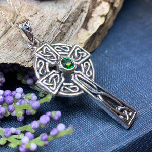 Emerald Celtic Cross Necklace