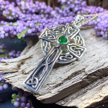 Load image into Gallery viewer, Emerald Celtic Cross Necklace
