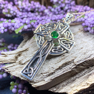 Emerald Celtic Cross Necklace