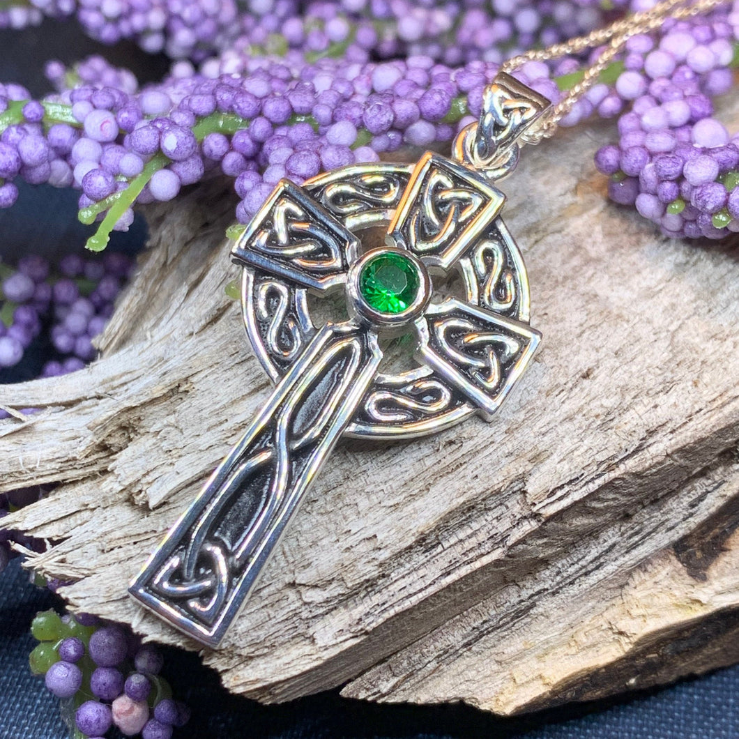 Emerald Celtic Cross Necklace