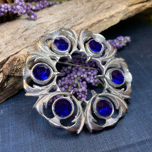 Crystal Celtic Thistle Brooch