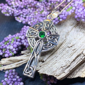 Emerald Celtic Cross Necklace