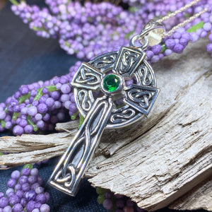 Emerald Celtic Cross Necklace