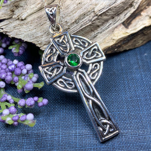 Emerald Celtic Cross Necklace