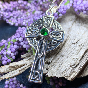 Emerald Celtic Cross Necklace