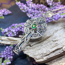 Load image into Gallery viewer, Emerald Celtic Cross Necklace
