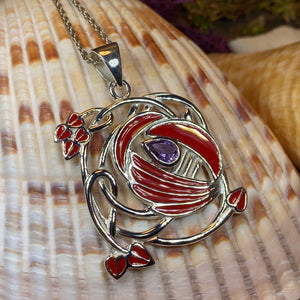 Mackintosh Necklace, Scotland Jewelry, Celtic Pendant, Rose Jewelry, Art Deco Pendant, Anniversary Gift, Scottish Necklace, Wife Gift