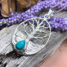 Load image into Gallery viewer, Tree of Life Necklace, Celtic Necklace, Irish Jewelry, Norse Jewelry, Anniversary Gift, Blue Jewelry, Yoga Jewelry, Mom Gift, Wife Gift
