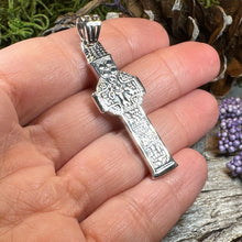 Load image into Gallery viewer, Celtic Cross Necklace, Cross Necklace, Celtic Jewelry, Anniversary Gift, First Communion Gift, Large Irish Cross, Durrow Cross, Ireland Gift
