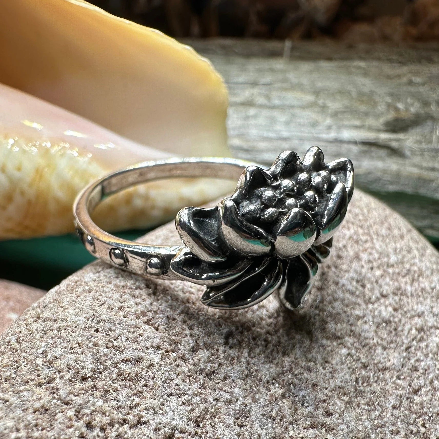 Sterling silver lotus flower ring shop