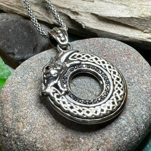 Celtic Dragon Necklace, Silver Celtic Pendant, Scottish Jewelry, Scotland Pendant, Celtic Knot Jewelry, Norse Jewelry, Men's Viking Jewelry