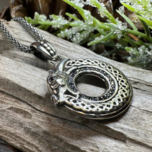 Load image into Gallery viewer, Celtic Dragon Necklace, Silver Celtic Pendant, Scottish Jewelry, Scotland Pendant, Celtic Knot Jewelry, Norse Jewelry, Men&#39;s Viking Jewelry
