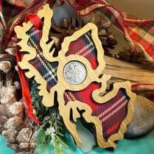 Load image into Gallery viewer, Scotland Map Lucky Sixpence Ornament
