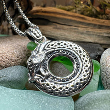 Load image into Gallery viewer, Celtic Dragon Necklace, Silver Celtic Pendant, Scottish Jewelry, Scotland Pendant, Celtic Knot Jewelry, Norse Jewelry, Men&#39;s Viking Jewelry
